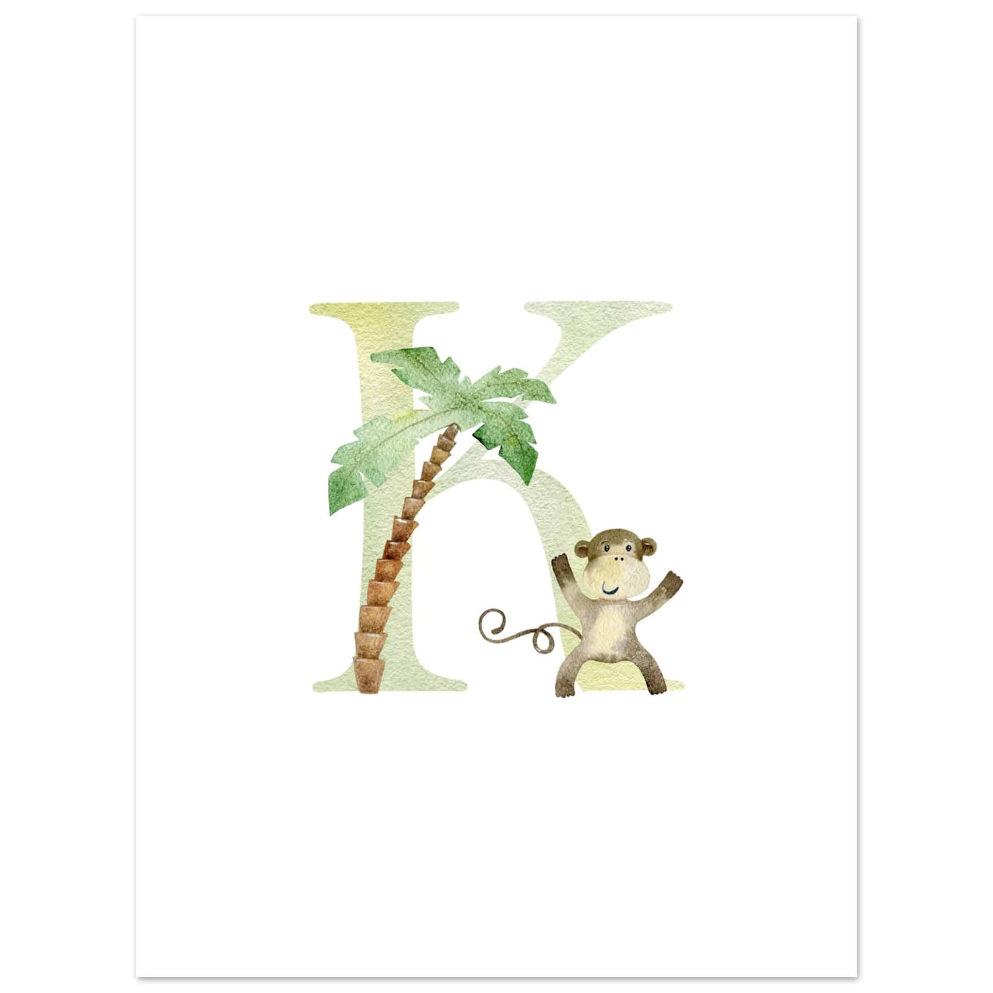 Artfulprints Poster Letter K kindernaam - 30x40 cm - Meerkleurig