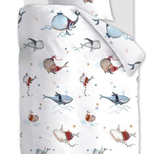 Beddinghouse Kids dekbedovertrek Whaletastic – 140×200 cm – blauw Beddinghouse Kids dekbedovertrek Whaletastic – 140×200 cm – blauw