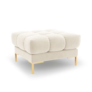 Cosmopolitan Design Poef Bali flueel, lichtbeige – 60x60x41cm Cosmopolitan Design Poef Bali flueel, lichtbeige – 60x60x41cm