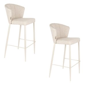 Dutchbone Georgia Barkrukken rugleuning 73 cm Beige – Set van 2 Dutchbone Georgia Barkrukken rugleuning 73 cm Beige – Set van 2