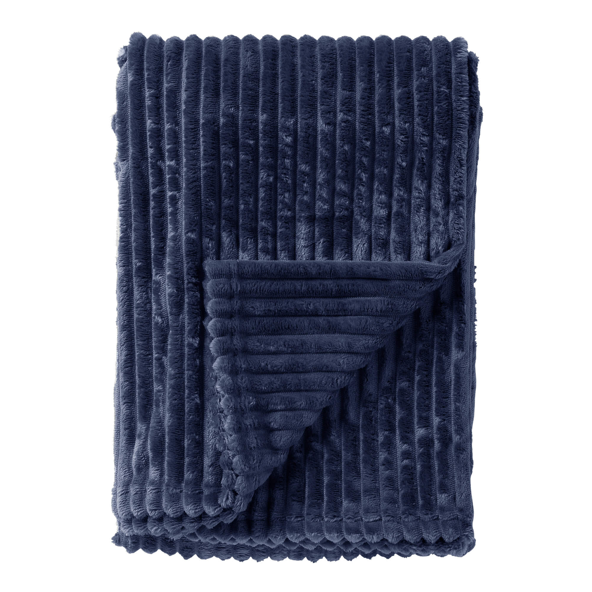 MARTHY - plaid 140x180 cm - zacht ribfluweel - corduroy - Insignia Blu