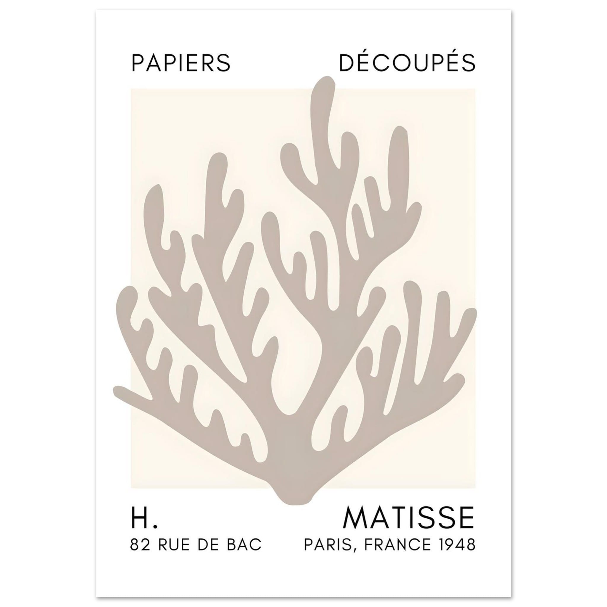 Artfulprints Poster Matisse – Coral harmony grey - A4 21x29.7 cm - Gri