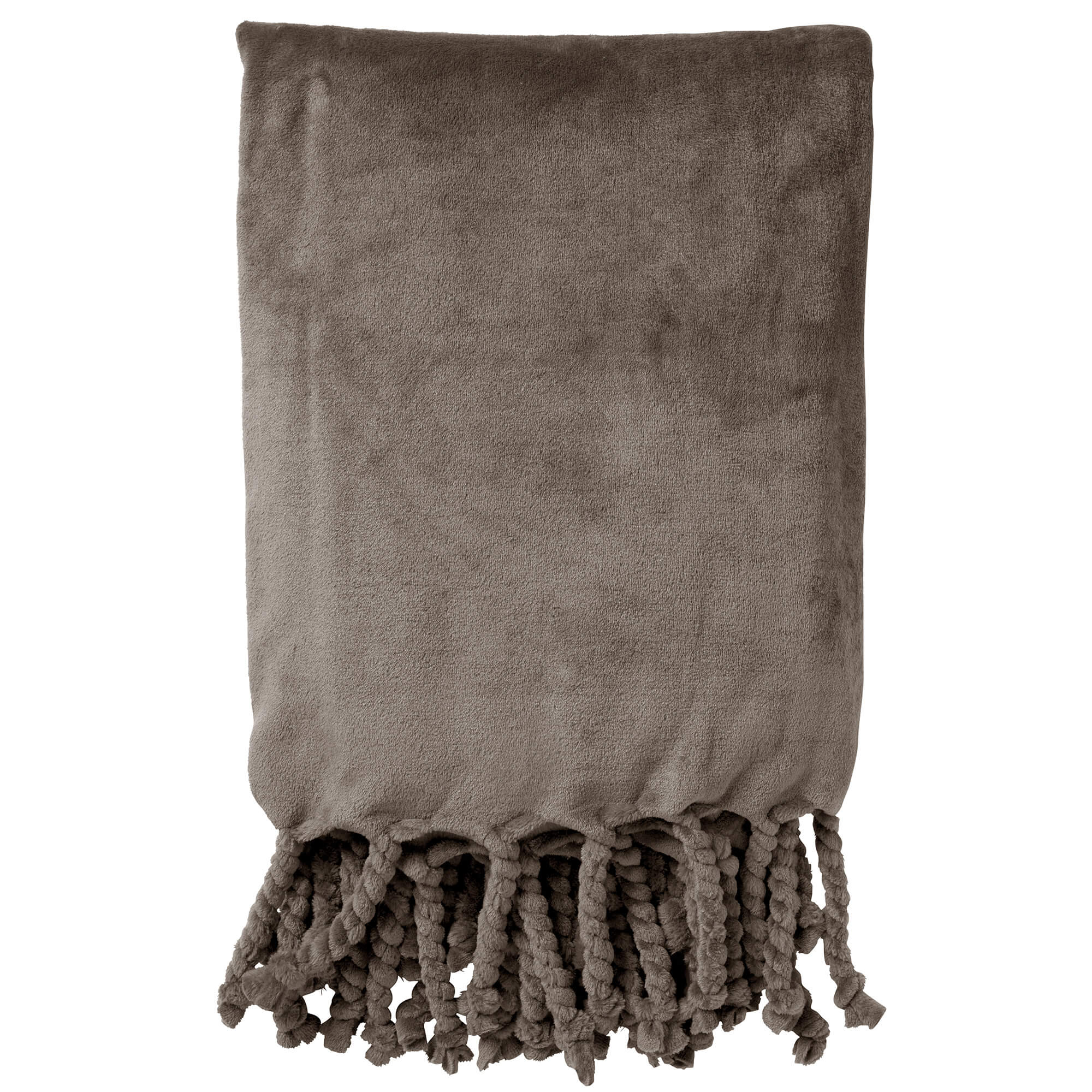 FLORIJN - Plaid 150x200 cm - grote fleece plaid met flosjes - Driftwoo