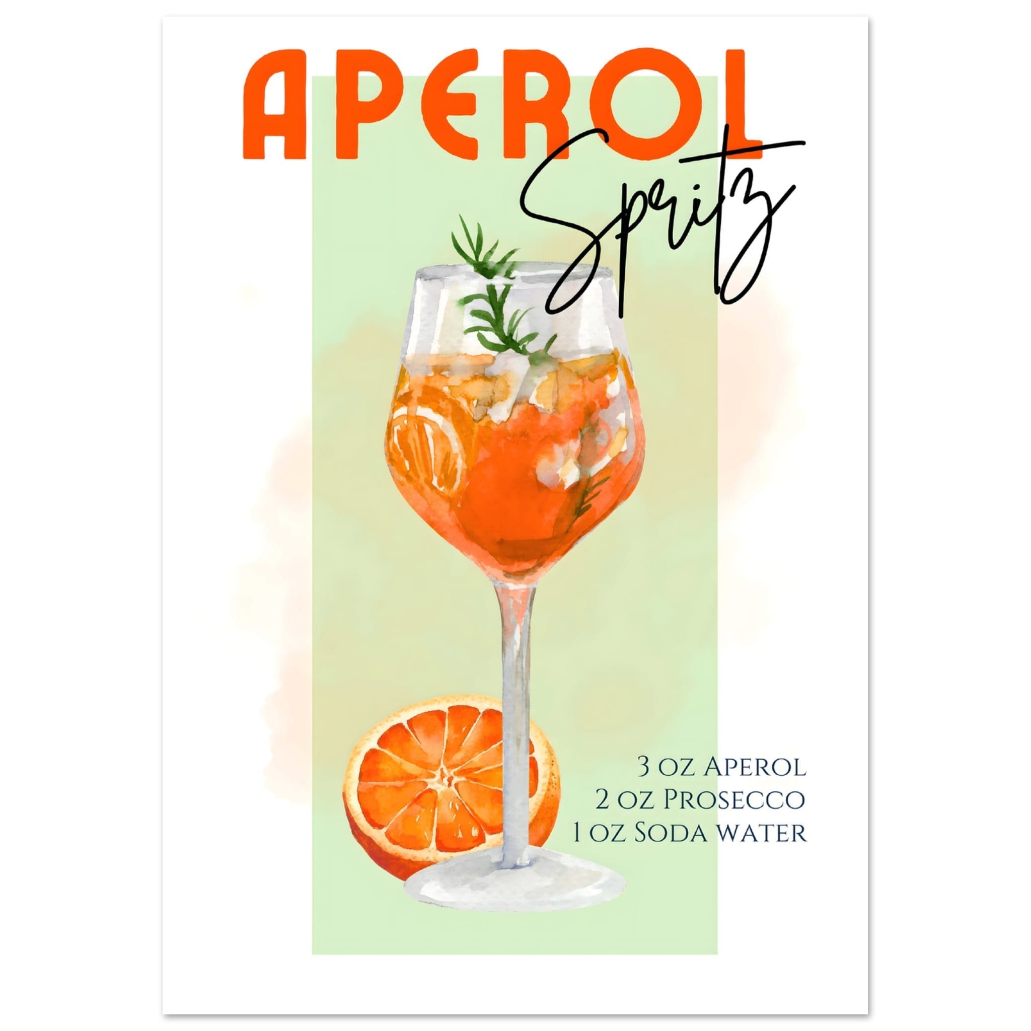 Artfulprints Poster Aperol Spritz - Green - A4 21x29.7 cm - Groen