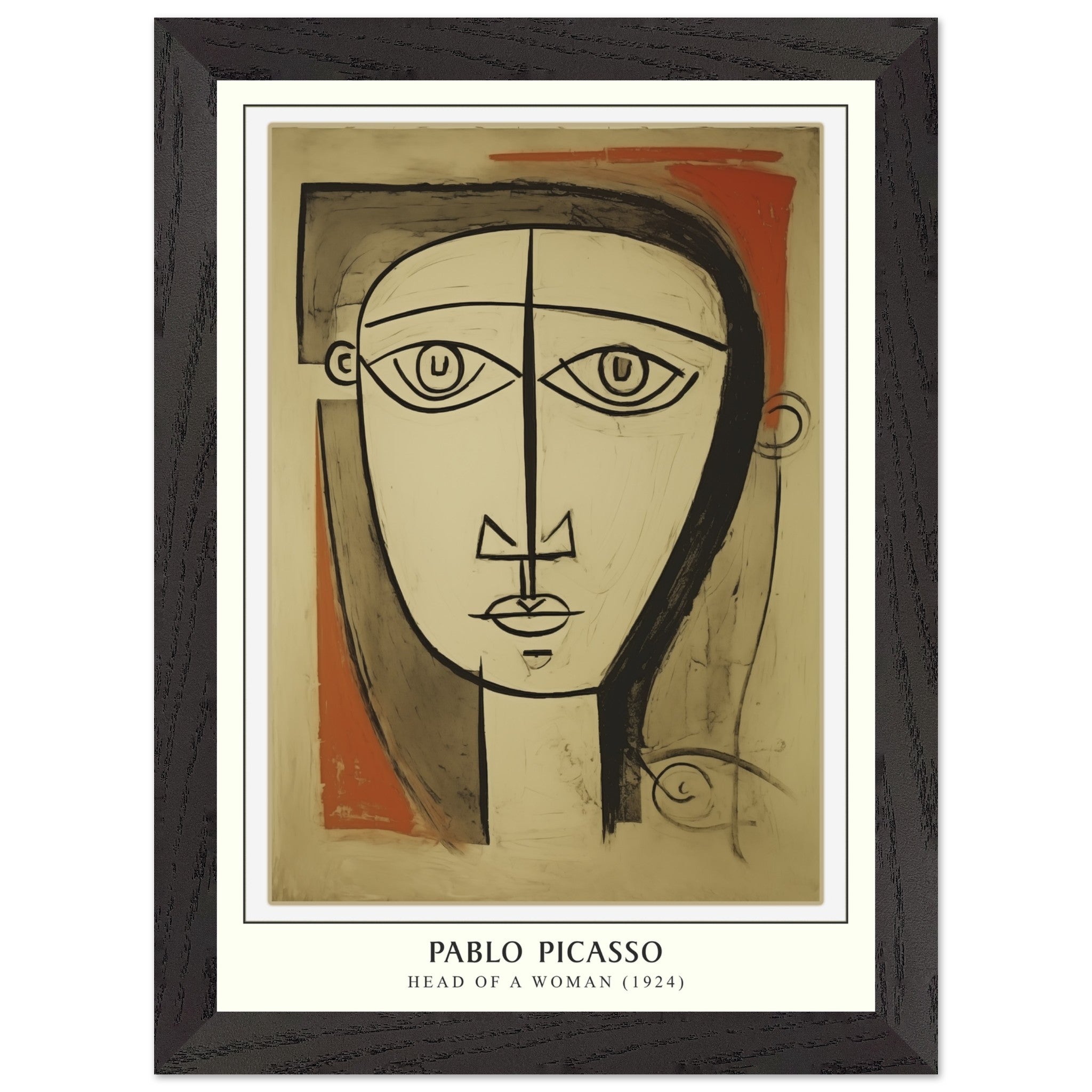 Artfulprints Poster met Lijst Pablo Picasso - Head of a woman - A4 21x