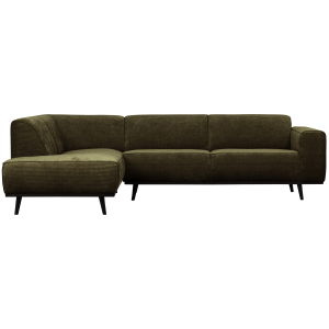 WOOOD hoekbank links Statement – Ribstof – Groen – 77x274x210 WOOOD hoekbank links Statement – Ribstof – Groen – 77x274x210