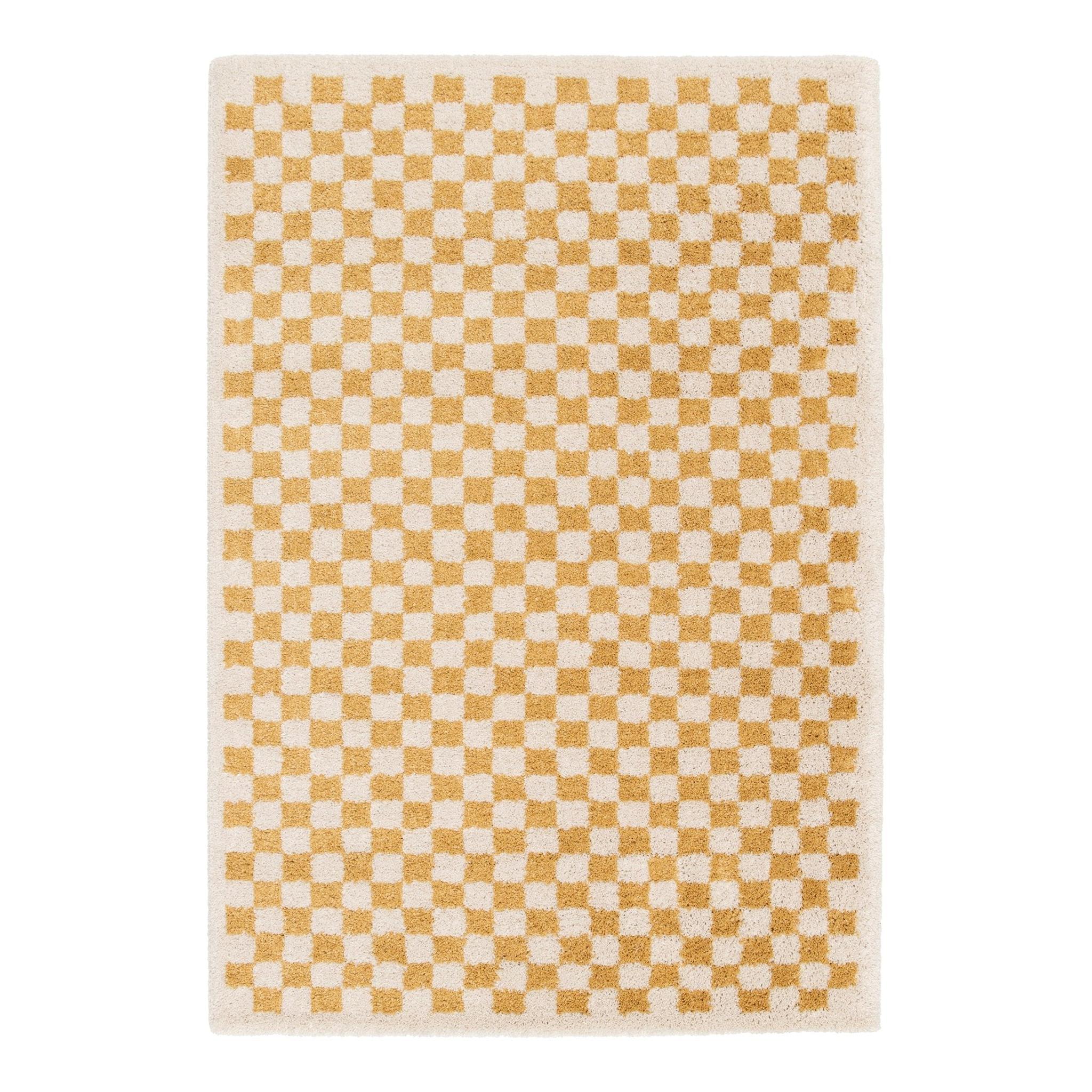 AFK Living vloerkleed Checkers - zeer zacht - geel - 160 x 230 cm