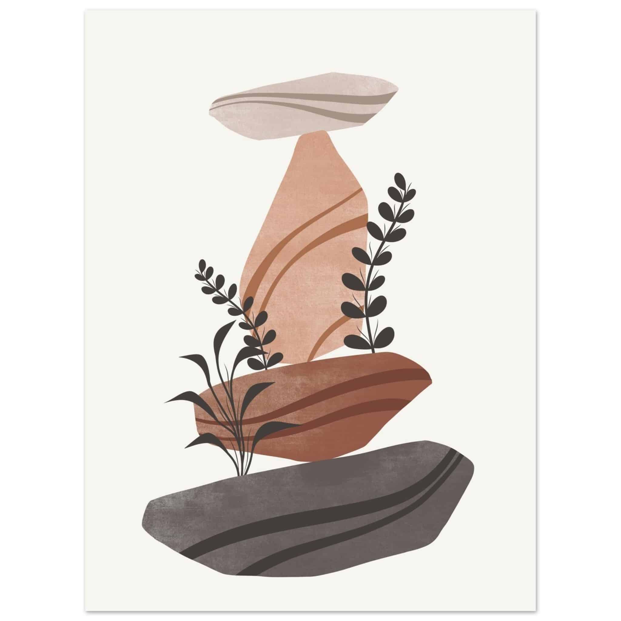 Artfulprints Poster Boho – Rock balance - 30x40 cm - Bruin