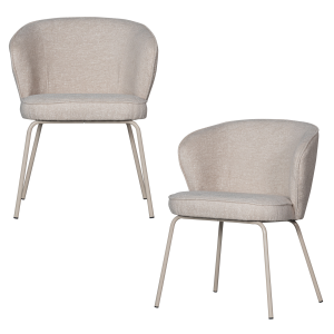 WOOOD eetkamerstoelen Admit – Polyester – Pebble – Set van 2 WOOOD eetkamerstoelen Admit – Polyester – Pebble – Set van 2