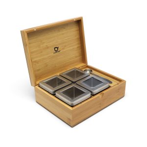 Bredemeijer – Theedoos naturel bamboe +4 blikjes +lepel Bredemeijer – Theedoos naturel bamboe +4 blikjes +lepel