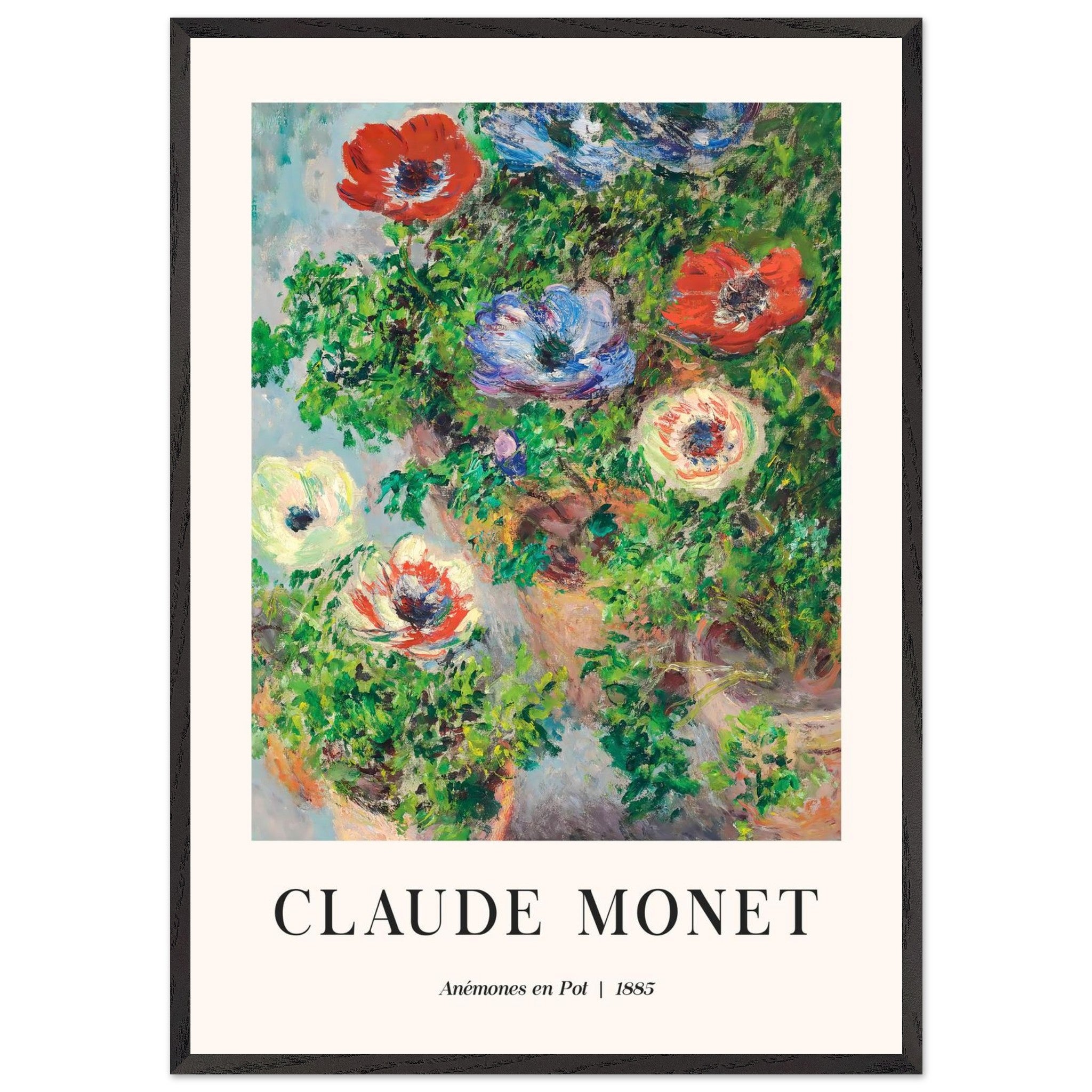 Artfulprints Poster met Lijst Claude Monet - Anémones en pot - 70x100
