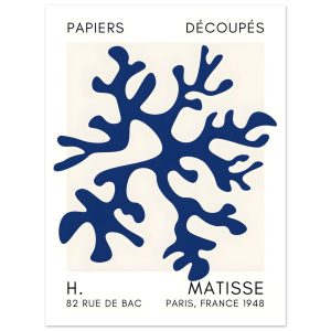Artfulprints Poster Matisse – Dreamy coral flower navy blue II – 30×40 Artfulprints Poster Matisse – Dreamy coral flower navy blue II – 30×40