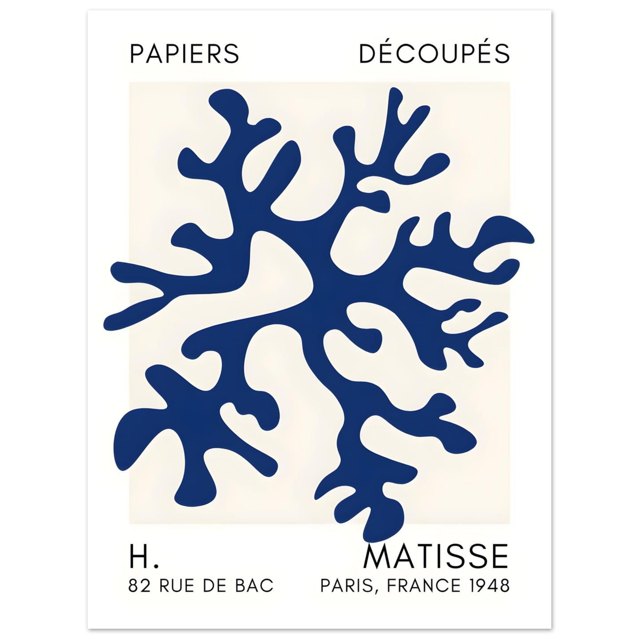 Artfulprints Poster Matisse – Dreamy coral flower navy blue II - 30x40