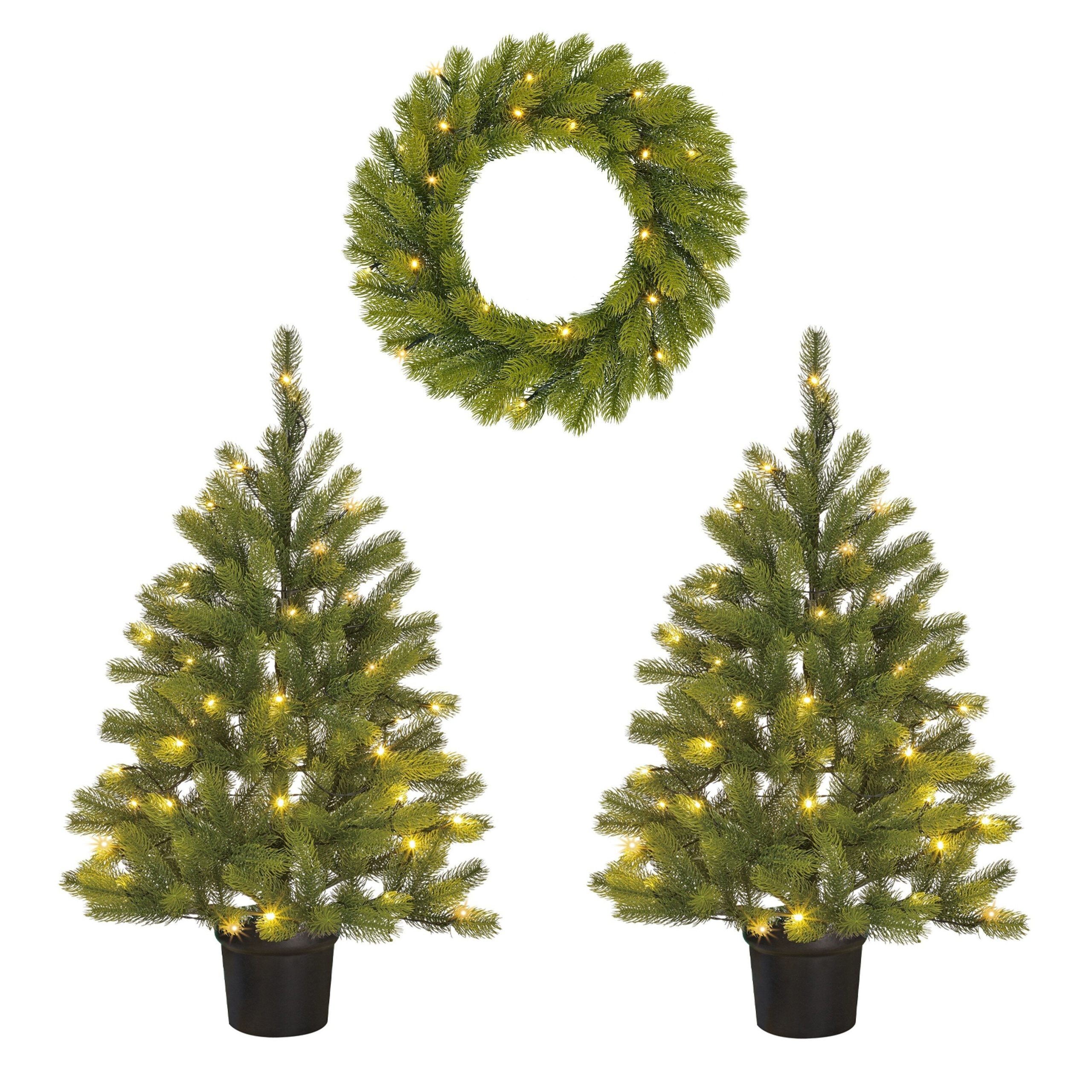 Black Box Trees Nagoya Kerstboom en Kerstkrans Set - 2 Kunstkerstbomen
