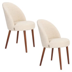 Dutchbone Barbara Eetkamerstoelen Bouclé Beige – Set van 2 Dutchbone Barbara Eetkamerstoelen Bouclé Beige – Set van 2
