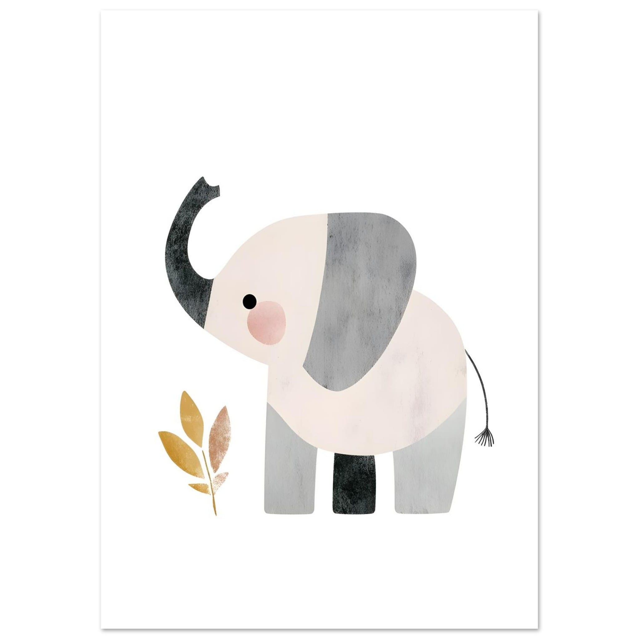 Artfulprints Poster Lieve olifant in aquarel - A4 21x29.7 cm - Grijs