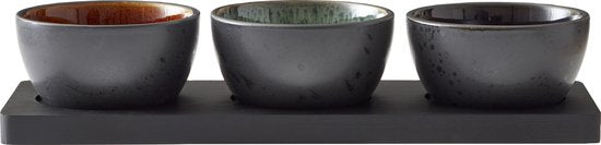 Bitz Cabaret set van 3 schaaltjes (10 cm diameter) + serveertray - Don