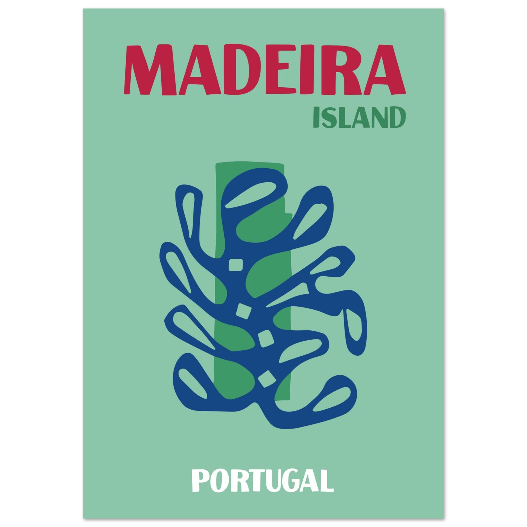 Artfulprints Poster Portugal - Madeira - A4 21x29.7 cm - Groen