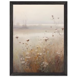 Artfulprints Poster met Lijst Foggy flowerfield 1 – 30×40 cm – Taupe