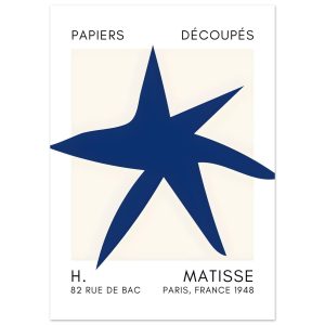 Artfulprints Poster Matisse – Star of the sea navy blue II – 50×70 cm Artfulprints Poster Matisse – Star of the sea navy blue II – 50×70 cm