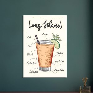 Artfulprints Long Island cocktail – Illustratie poster 70×100 cm Artfulprints Long Island cocktail – Illustratie poster 70×100 cm