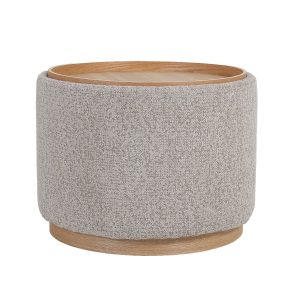 DÉJA Living Salontafel Marcia – Rond Taupe/Naturel – Incl. Opbergruimt