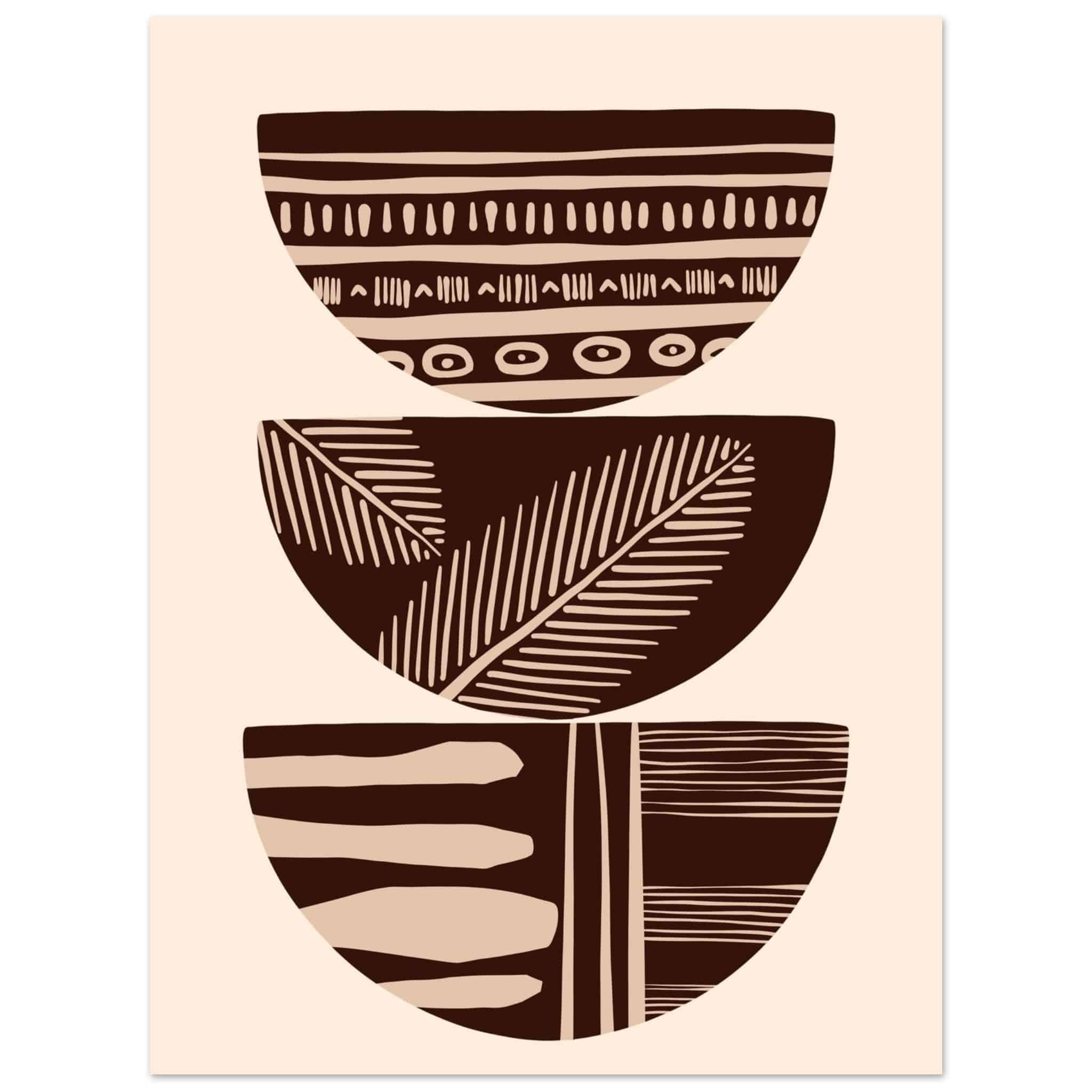 Artfulprints Poster Boho – Patterned stack - 30x40 cm - Bruin