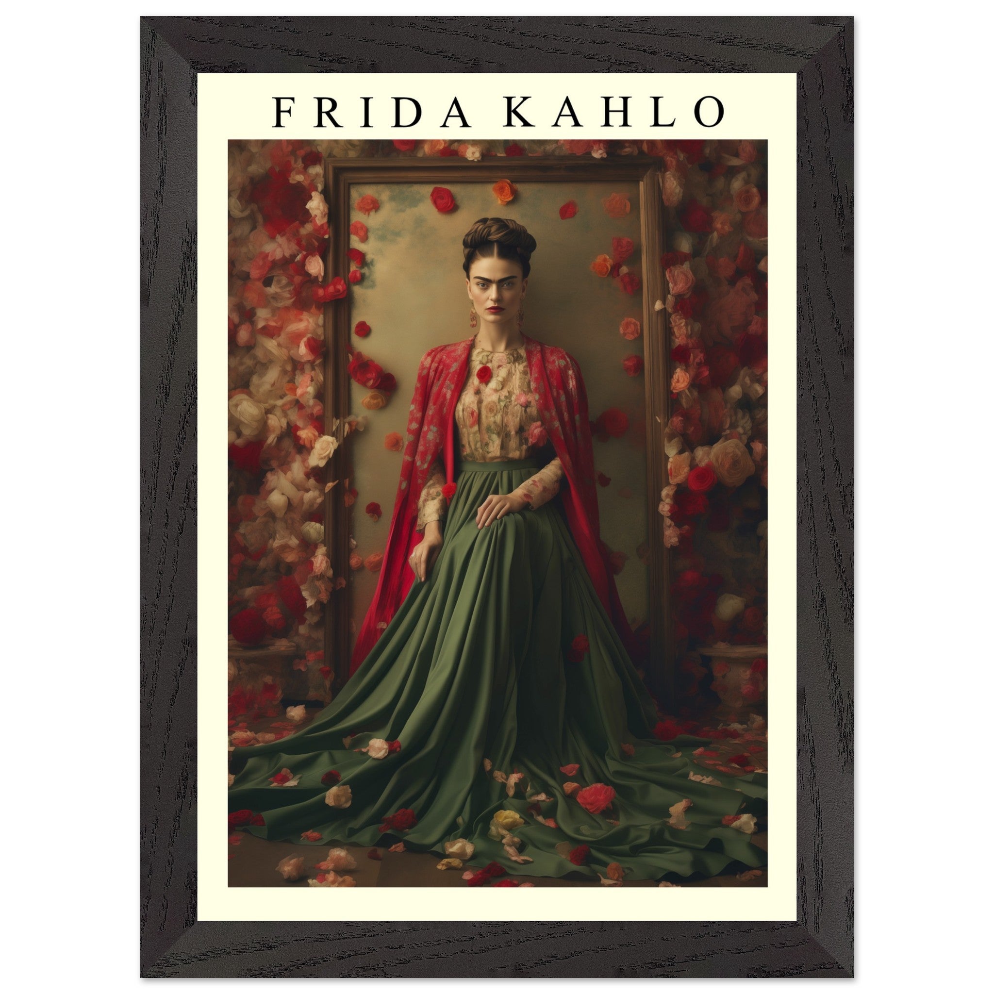 Artfulprints Poster met Lijst Frida Kahlo - Beauty in flowers - A4 21x