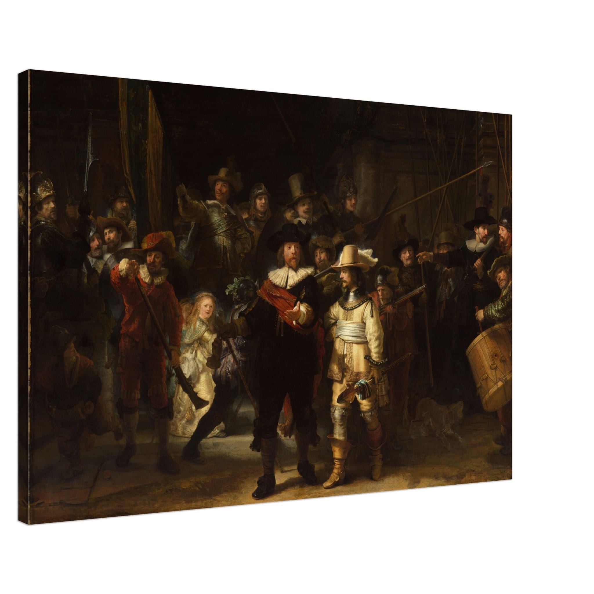 Artfulprints Canvas Rembrandt van Rijn - De nachtwacht canvas - 90x60