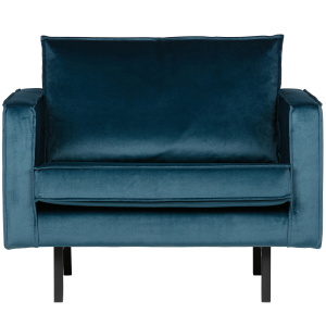 WOOOD fauteuil Rodeo – Velvet – Blauw – 85x105x86