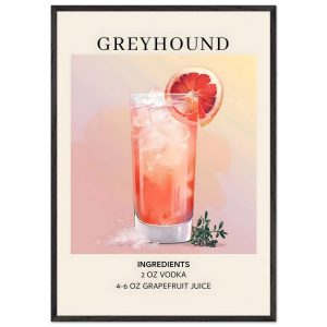 Artfulprints Poster met Lijst Greyhound cocktail – Ingrediënten – 70×1
