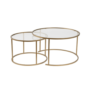 Calicosy – AURUM Set van 2 ronde salontafels – Goud – 80x80x43 cm Calicosy – AURUM Set van 2 ronde salontafels – Goud – 80x80x43 cm