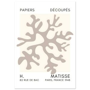 Artfulprints Poster Matisse – Dreamy coral flower grey – 70×100 cm – G Artfulprints Poster Matisse – Dreamy coral flower grey – 70×100 cm – G