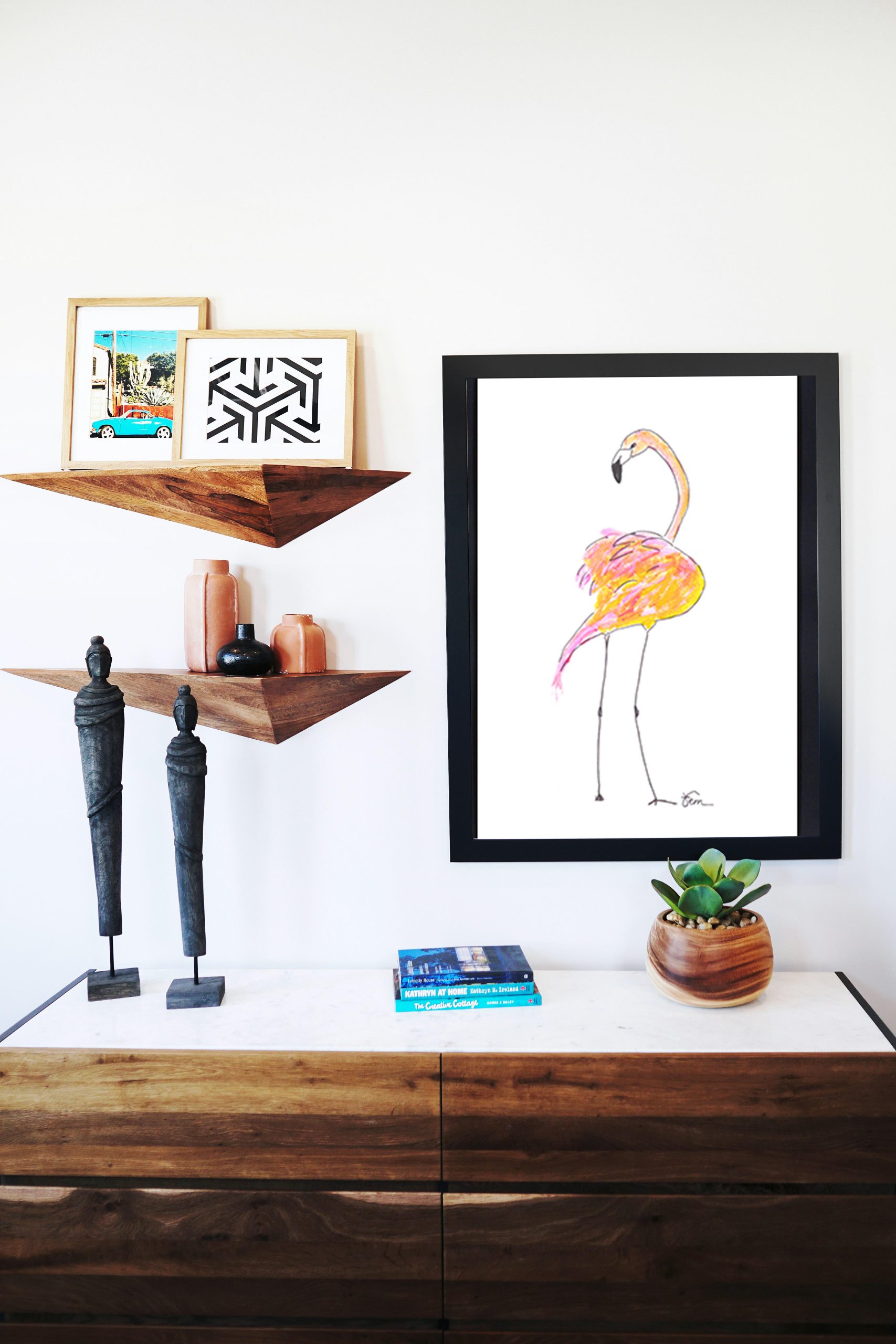 Catchii poster Flamingo Back - meerkleurig - 297x210 cm