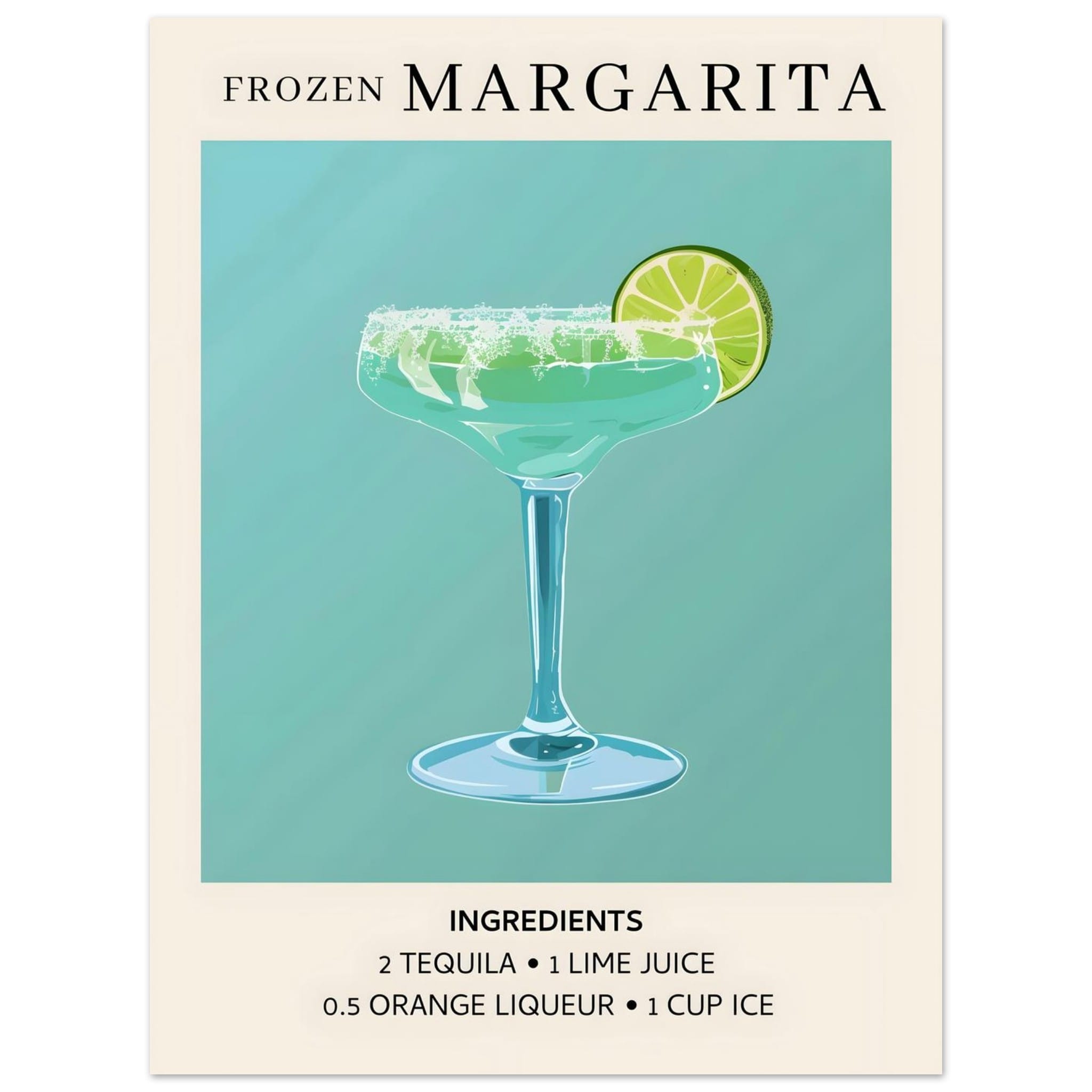 Artfulprints Poster Frozen Margarita cocktail II - Ingrediënten - 30x4