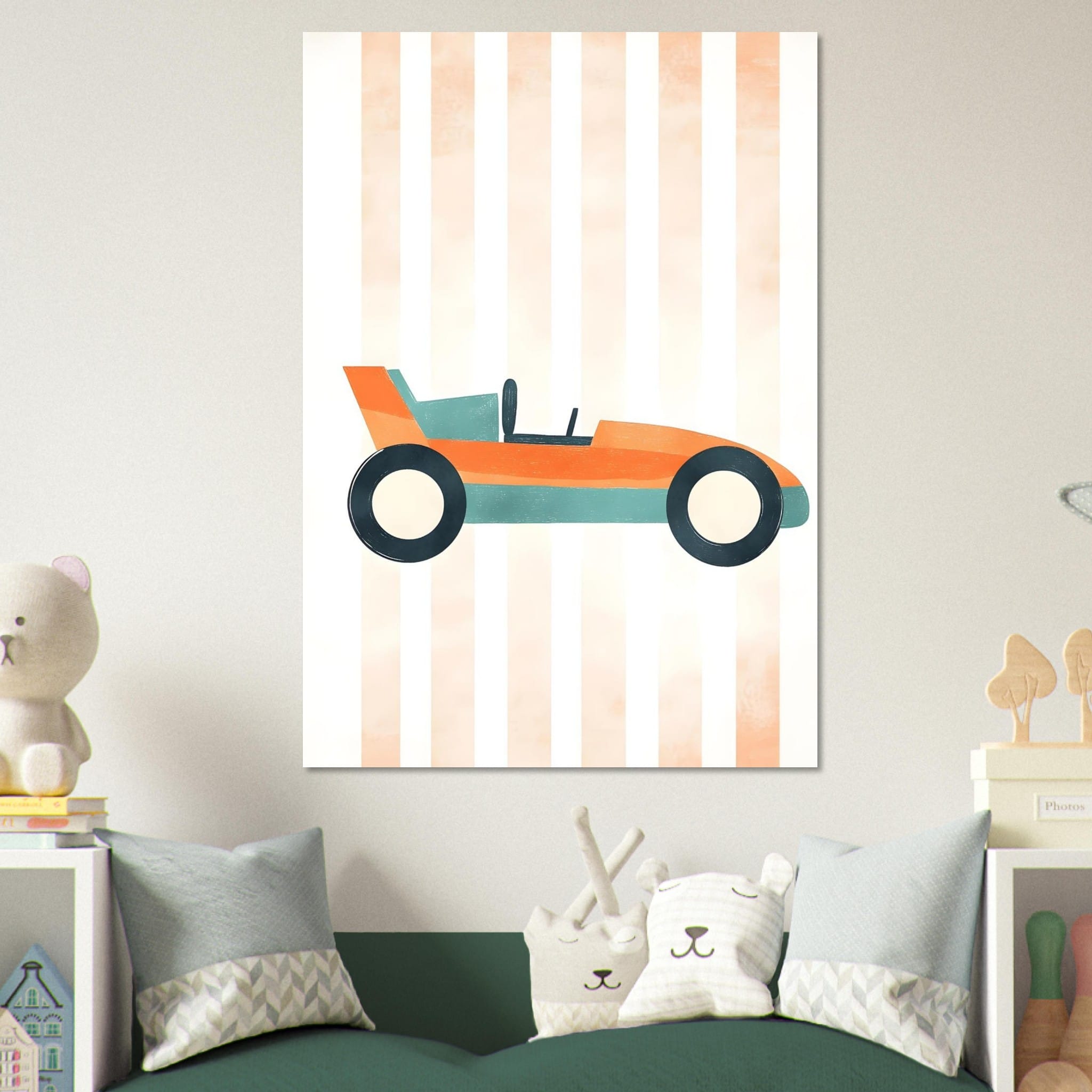Artfulprints Poster Retro raceauto - 70x100 cm - Oranje