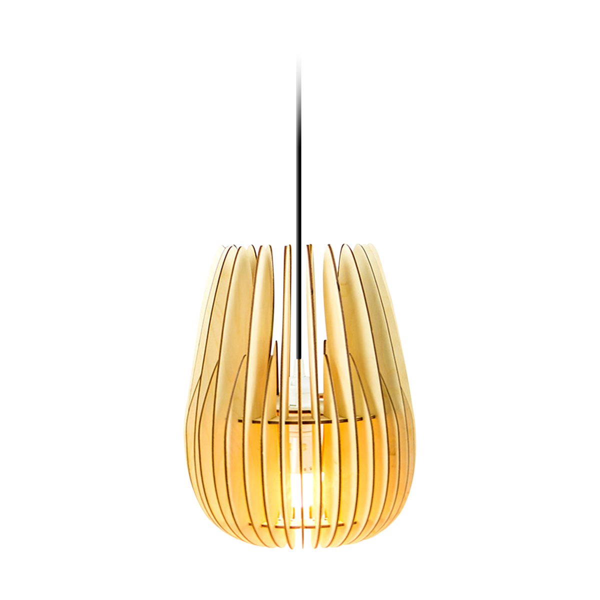 Bomerango Halley S houten hanglamp small - met koordset zwart - Ø 25 c