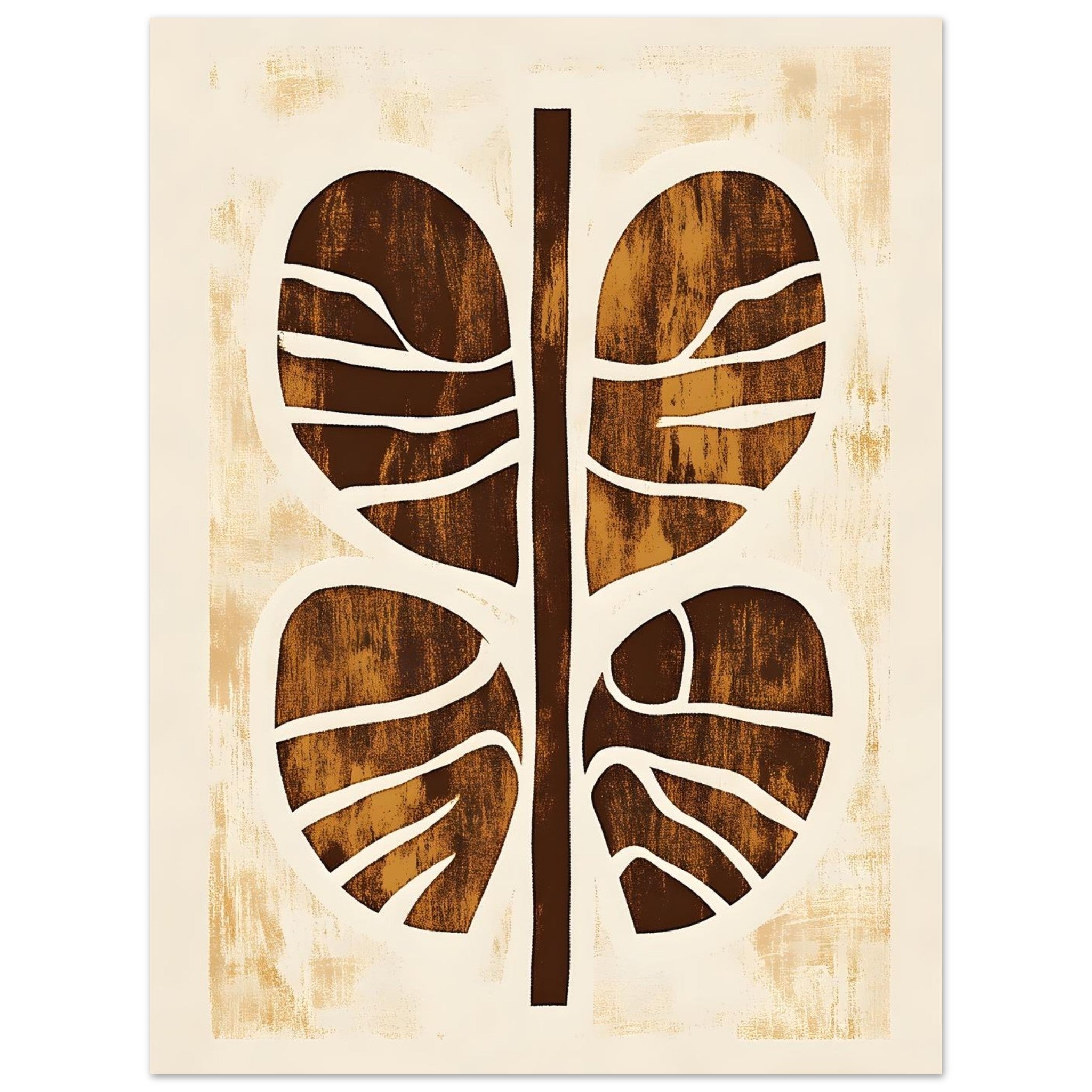 Artfulprints Poster Boho – Rooted form - 30x40 cm - Terracotta