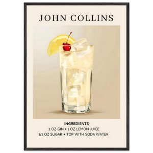 Artfulprints Poster met Lijst John Collins cocktail – Ingrediënten – 7 Artfulprints Poster met Lijst John Collins cocktail – Ingrediënten – 7