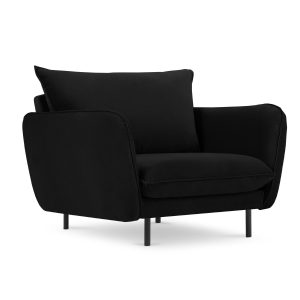 Cosmopolitan Design Fauteuil Vienna flueel, zwart – 94x97x95cm