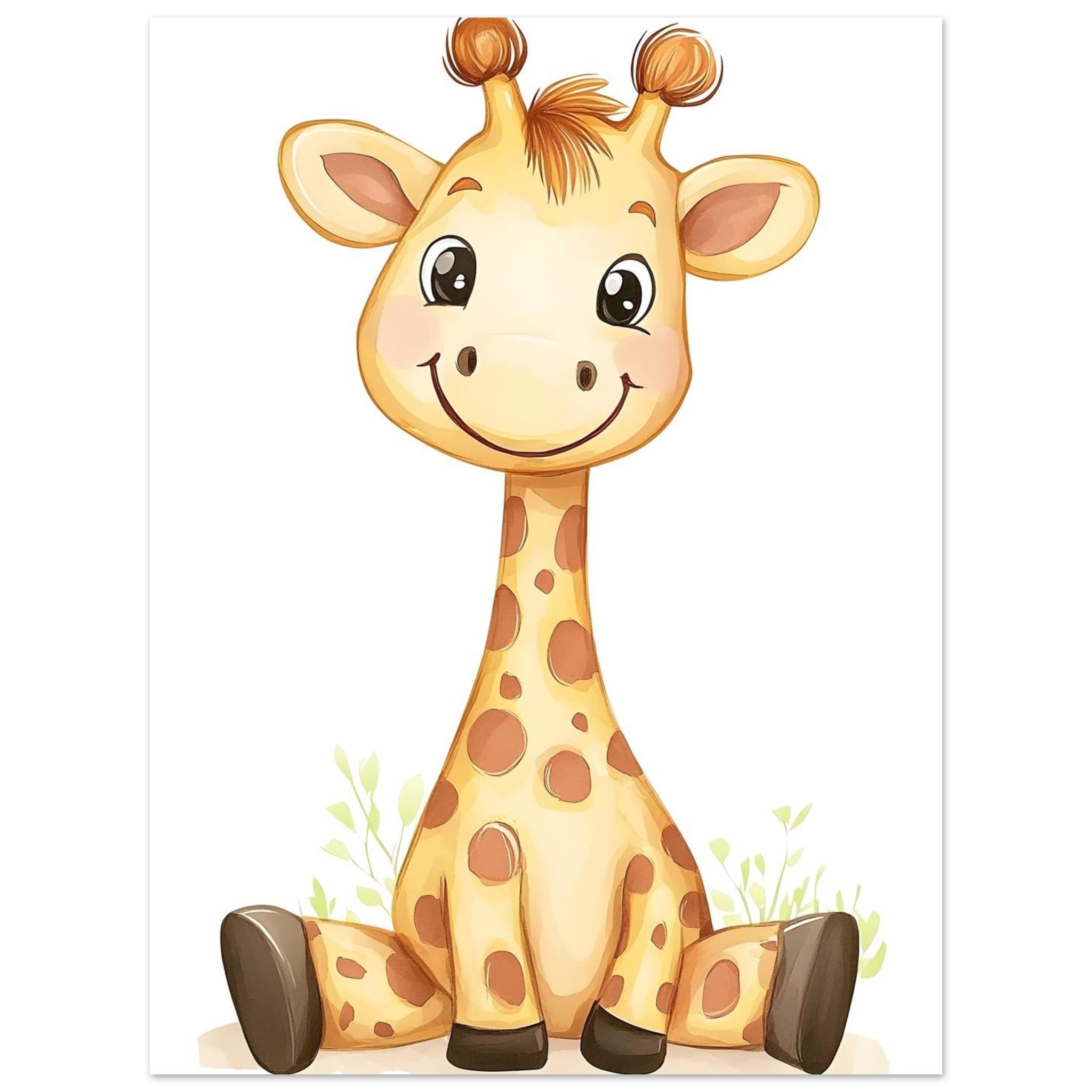 Artfulprints Poster Vrolijke giraffe - 30x40 cm - Oranje