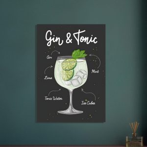 Artfulprints Gin Tonic cocktail – Illustratie poster 70×100 cm Artfulprints Gin Tonic cocktail – Illustratie poster 70×100 cm