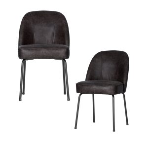 WOOOD eetkamerstoelen Vogue- Leer – Zwart – Set van 2