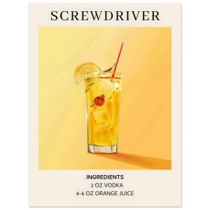 Artfulprints Poster Screwdriver cocktail – Ingrediënten – 30×40 cm – G Artfulprints Poster Screwdriver cocktail – Ingrediënten – 30×40 cm – G