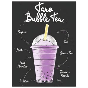 Artfulprints Taro Bubble Tea – Ingrediënten poster 30×40 cm Artfulprints Taro Bubble Tea – Ingrediënten poster 30×40 cm