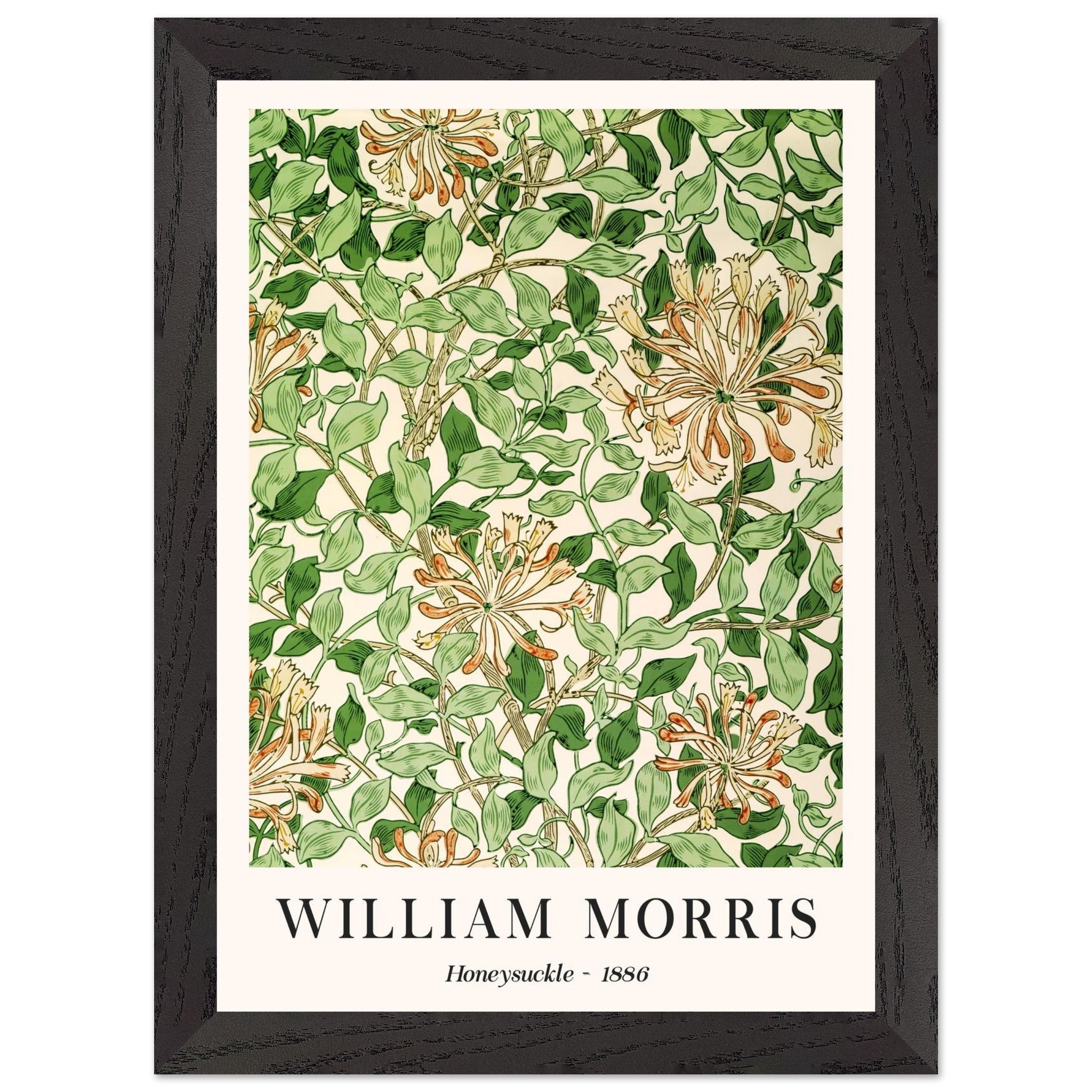 Artfulprints Poster met Lijst William Morris - Honeysuckle 1886 - A4 2