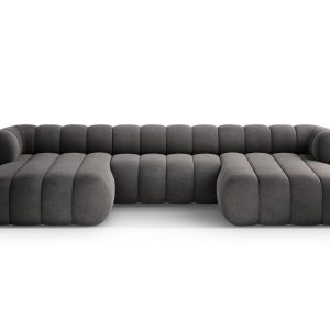 Cosmopolitan Design Panoramische bank Koge 6-zits, flueel grijs – 165x Cosmopolitan Design Panoramische bank Koge 6-zits, flueel grijs – 165x