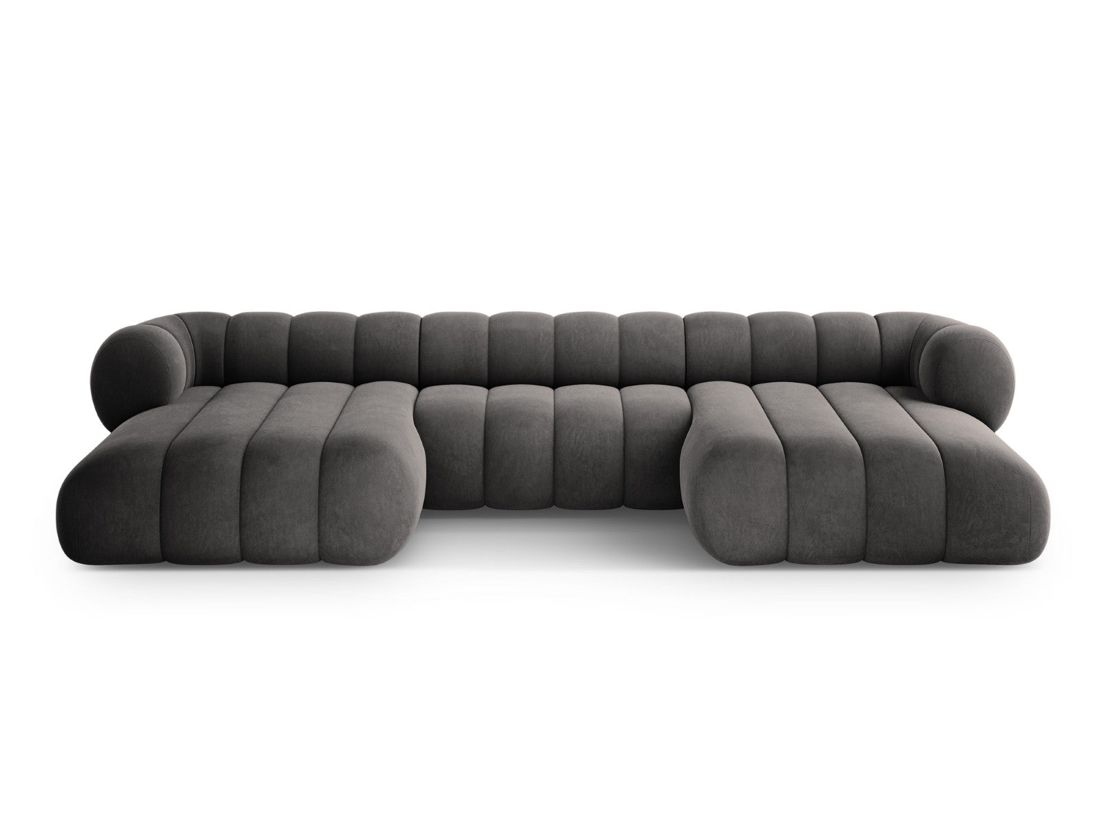 Cosmopolitan Design Panoramische bank Koge 6-zits, flueel grijs - 165x