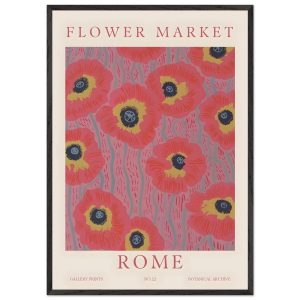 Artfulprints Poster met Lijst Flower market – Rome – 70×100 cm – Roze