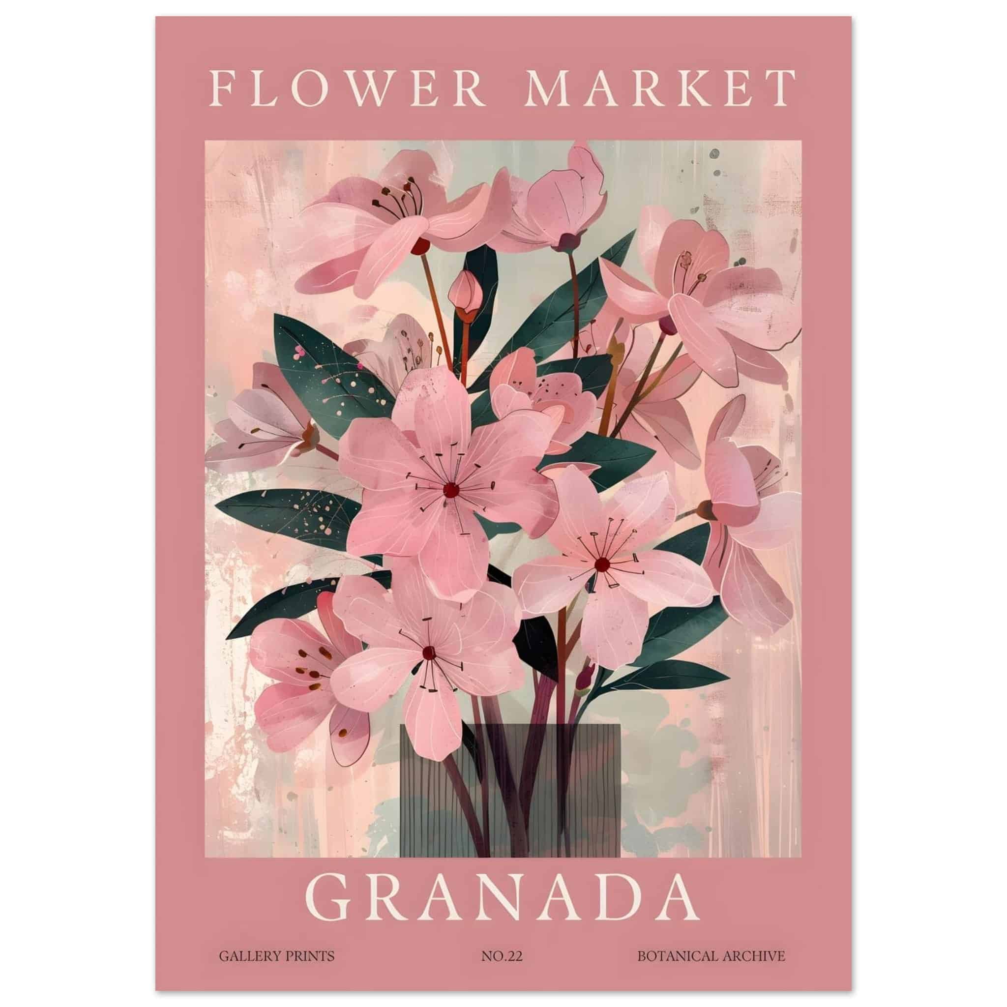 Artfulprints Poster Flower market - Granada - 50x70 cm - Roze